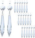 20Pcs Chandelier Icicle Crystal Prisms with Bead Crystals Lighting Lamp Replacement Parts (63Mm, Clear)