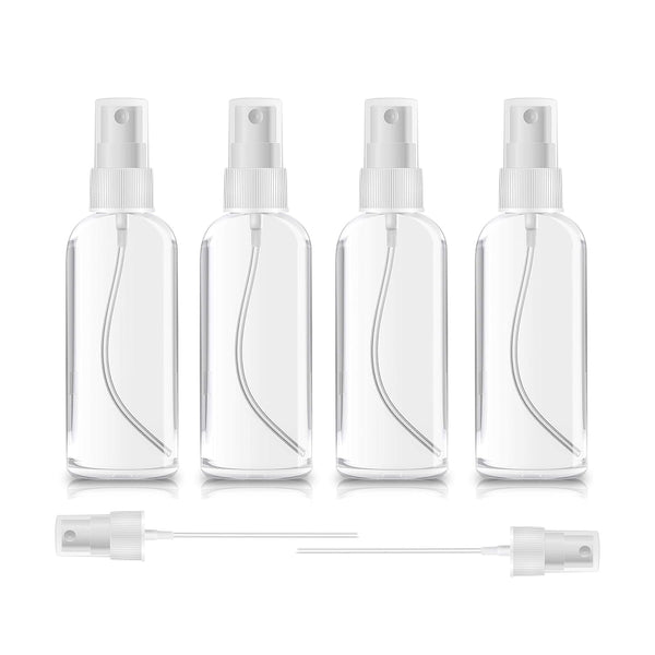 4 Pack Spray Bottles 1Oz Clear Plastic Empty Refillable Mini Spritzer for Travel, Cleaning, Gardening, Skin Care Atomizer for Essential Oils, Perfume