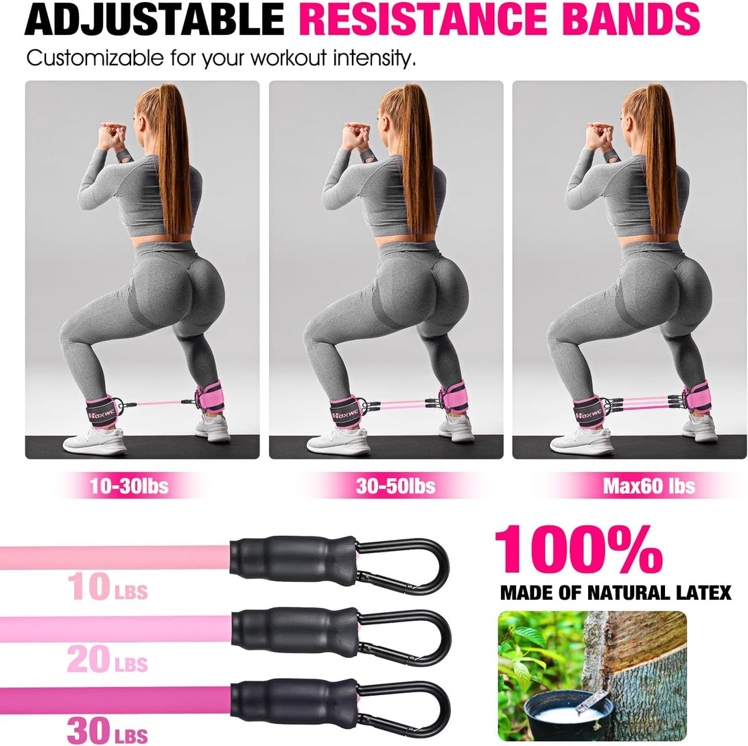 Ankle Resistance Bands with Cuffs, Ankle Bands for Working Out, Ankle Resistance Band for Leg, Booty Workout Equipment for Kickbacks Hip Fitness Training, Exercise Bands for Butt Lift Women
