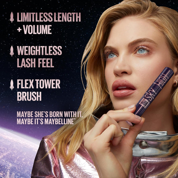 Maybelline Lash Sensational Sky High Waterproof Mascara Makeup, Volumizing, Lengthening, Defining, Curling, Multiplying, Buildable Formula, Very