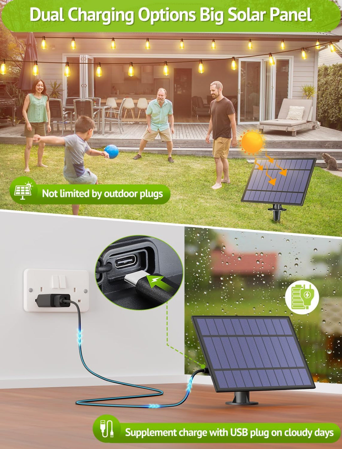 48FT Solar String Lights Outdoor with Remote, Waterproof Dimmable Patio Lights with 18+1 LED ST38 Bulbs 3 Modes Hanging Lighting for Backyard