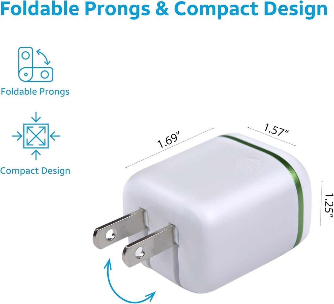 AT&T USB-C Wall Charger Fast Charging Power Adapter Foldable Prongs Travel-Friendly for Compatible with Iphone Ipad Samsung Galaxy Google Pixel (20W White)