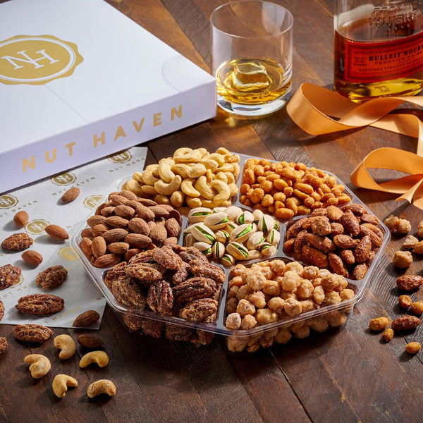 Fathers Day Nuts Gift Basket - Assortment of Sweet & Roasted Salted Gourmet Nuts - Assorted Food Gift Box for Husband, Dad, Him, Fathers Day,