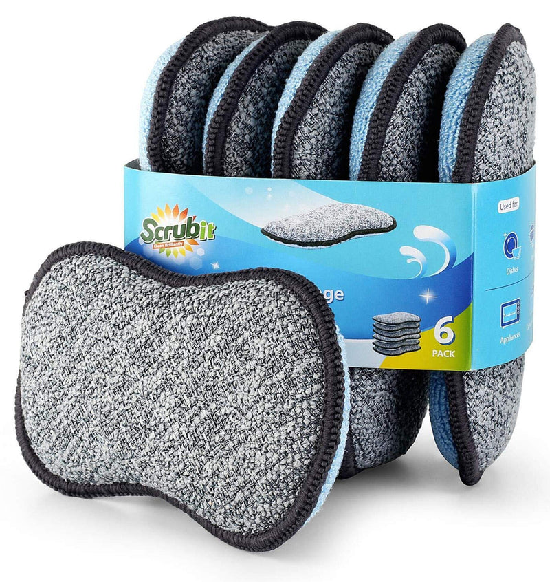 Multi-Purpose Sponges Kitchen by Scrub-It - Non-Scratch Microfiber Sponges for Cleaning, along with Heavy Duty Scrubbing Power - Reusable Dish