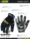 Ironclad General Utility Work Gloves GUG, All-Purpose, Performance Fit, Durable, Machine Washable (1 Pair) Black