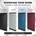 Dunwell 12X18 Art Portfolio Binder with Mounting Paper (Black), Large Portfolio Folder for Artwork Storage, 24 Clear Sleeves Display 48 Pages, 12
