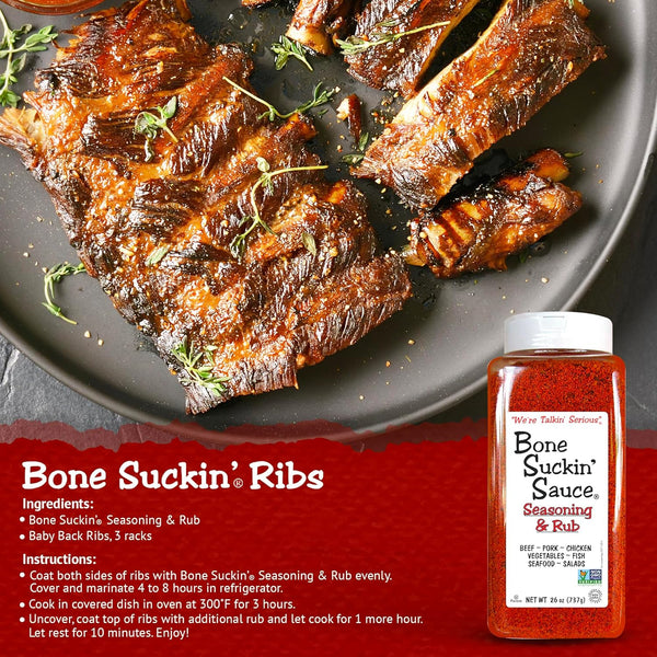 Bone Suckin' Barbecue Seasoning and Grill Rub, Original Blend, Gluten-Free, Non-Gmo, Kosher, No Msg - 26 Oz
