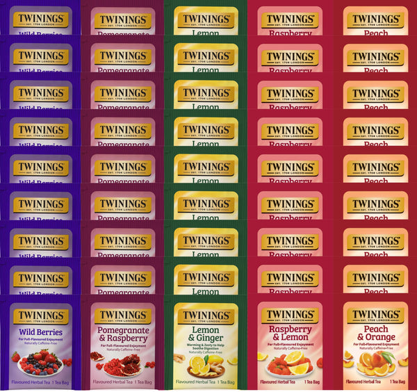 Twinings Fruity Herbal Caffeine- Free Tea Bag Sampler Variety (Pack of 45) â Perfect Gourmet Gift Set