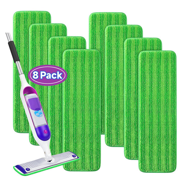 8 Pack Reusable Mop Pads Compatible for Swiffer Powermop,Microfiber Mop Pads for 13-15'' Spray Mop, Floor Mop Pads Refills for Swiffer, Machine