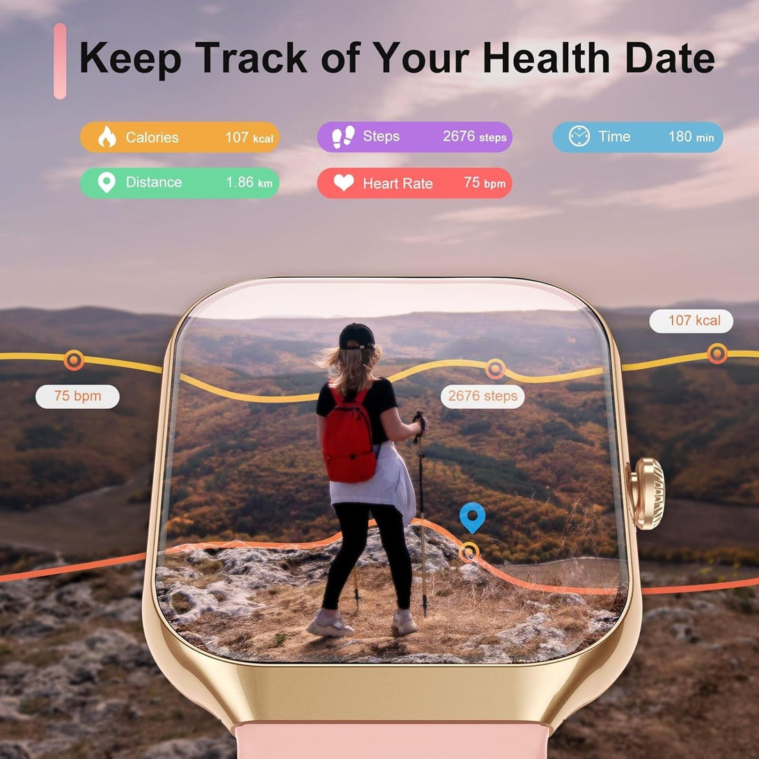Smart Watch for Women Answer/Make Calls, 2025 1.96" HD Fitness Watch with 113+ Sports, Heart Rate Monitor Sleep Monitor Activity Trackers with Step Counter, IP68 Waterproof, Smartwatch for Android/Ios