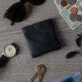 Nabob Leather Genuine Leather Squeeze Coin Purse, Coin Pouch Made IN U.S.A. Change Holder For Men/Woman Size 3.5 X 3.5 Black