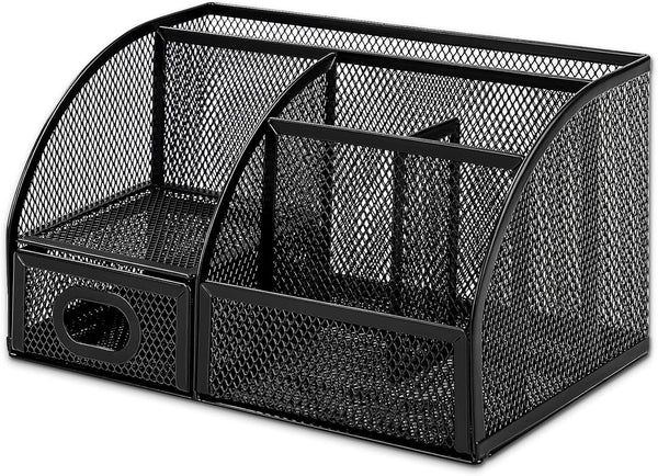 Amazon Basics Mesh Pen Holder and Organizer, Black, â9.1" X 5.9" X 5.5