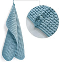 POLYTE 430 GSM Microfiber Lint Free Washcloth Face Towel, 13 x 13 in, 4 Pack (Waffle Weave) Green