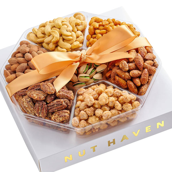 Fathers Day Nuts Gift Basket - Assortment of Sweet & Roasted Salted Gourmet Nuts - Assorted Food Gift Box for Husband, Dad, Him, Fathers Day,