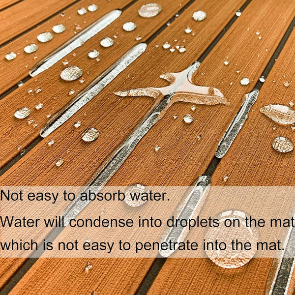 KXKZREN Boat Flooring EVA Foam Decking Sheet Faux Teak Marine Mat Marine Carpet Cooler Tops Non-Slip Self-Adhesive Flooring for Motorboat RV Yacht