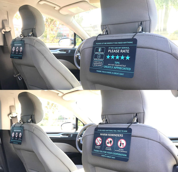 Compatible with Lyft Uber (2-Pack) Tips Rating Appreciated Rideshare Accessories â 7â X 5â â Interior Acrylic Headrest Sign - Rate Me Tip No