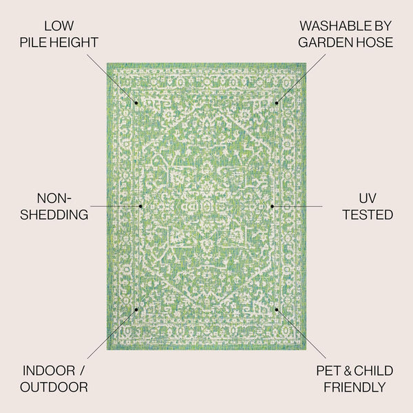JONATHAN Y SMB104F-8 Malta Bohemian Medallion Textured Weave Indoor Outdoor Area-Rug, Coastal Traditional Transitional