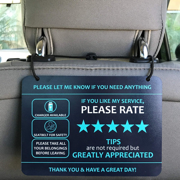 Compatible with Lyft Uber (2-Pack) Tips Rating Appreciated Rideshare Accessories â 7â X 5â â Interior Acrylic Headrest Sign - Rate Me Tip No