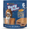 Purina Busy Bone Made in USA Facilities, Long Lasting Small/Medium Breed Adult Dog Chews, Peanut Butter Flavor - (Pack of 4) 6 Ct. Pouches