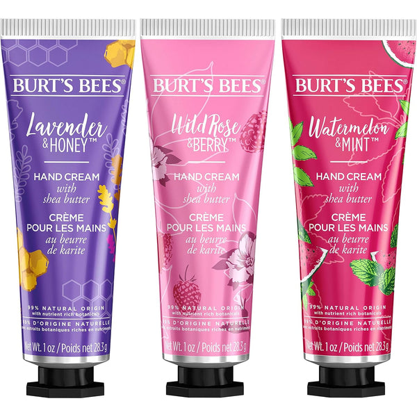 Burt'S Bees Spring Gift, 3 Moisturizing Self Care Gifts, Shea Butter Hand Cream Trio Spring Set - Lavender & Honey, Wild Rose & Berry and