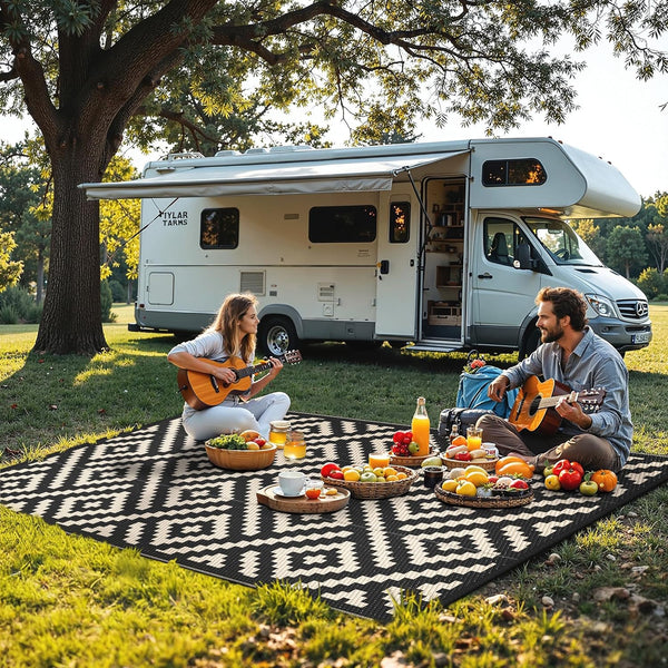 Outdoor Rug for Patio - Waterproof Plastic Straw Camping Rugs 4X6 Ft, Reversible Outdoor Indoor RV Mat Carpet for Patio, Porch, Deck, Balcony,