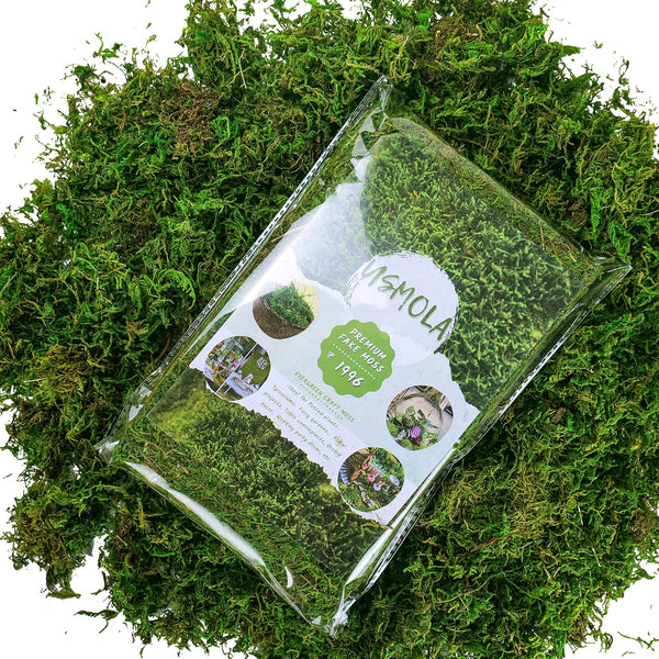 Usmola Fake Moss, Artificial Green Moss for Potted Plants Fairy Garden Accessories, 4OZ (Fresh Green)