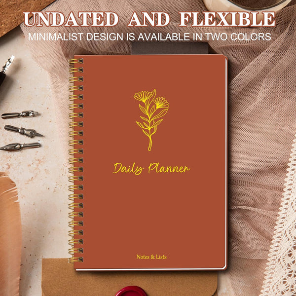 Beautiful Daily Planner Undated - to Do List Notebook with Hourly Schedules, 5.9"X 8.6", Aesthetic Planner Organize Tasks and Appointments,A5