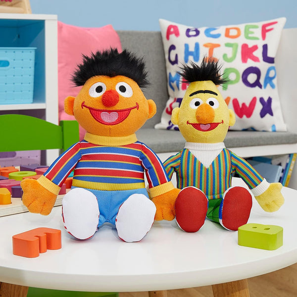 Just Play Sesame Street Friends Bert and Ernie 8-Inch 2-Piece Sustainable Plush Stuffed Animals Set, Kids Toys for Ages 18 Month