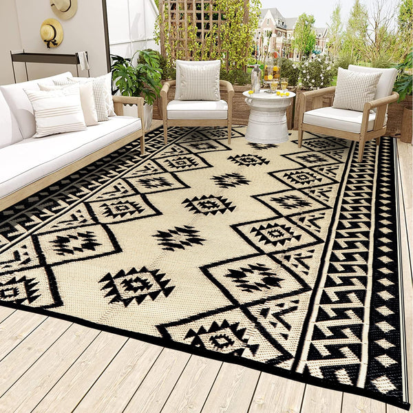 LILIOFFIC Outdoor Rugs - Reversible Mats, 5'X8' Plastic Straw Rug for Patio Waterproof, Indoor Outdoor Area Rug Carpet for Outside, RV,