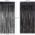 Black Tinsel Curtain Party Backdrop - GREATRIL Party Streamers Backdrop Foil Fringe Curtains for Birthdays/Wizard Halloween Decorations - 1M X