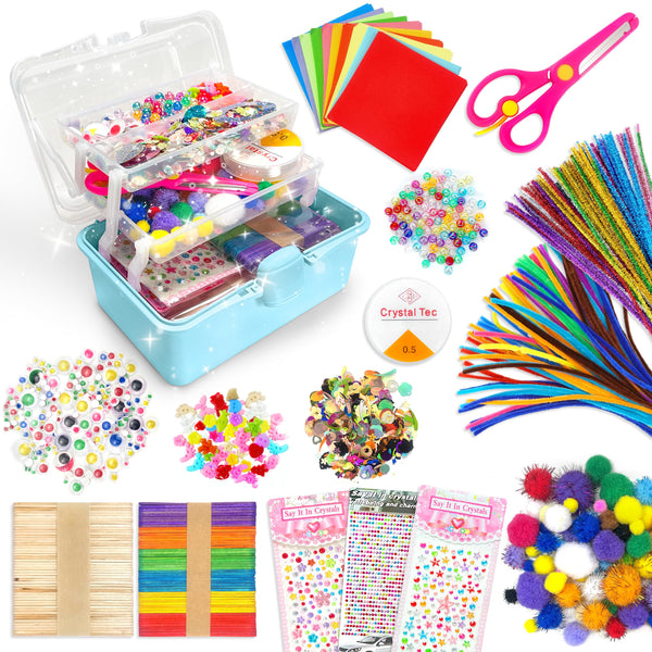 LINAYE 2500+PCS Arts and Crafts Supplies for Kids, DIY Craft Supplies Kit Box for Ages 6-8, Arts and Crafts Kit for Kids, Crafting Supply Set for