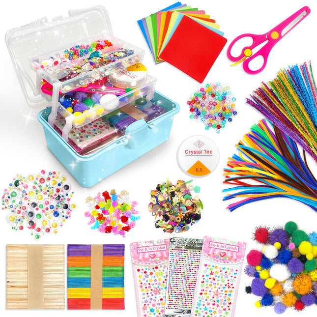 LINAYE 2500+PCS Arts and Crafts Supplies for Kids, DIY Craft Supplies Kit Box for Ages 6-8, Arts and Crafts Kit for Kids