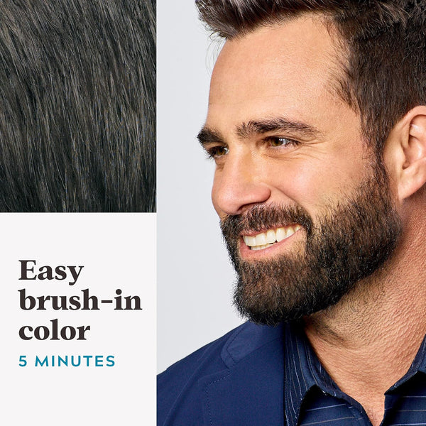 Just for Men Mustache & Beard, Beard Dye for Men with Brush Included, with Keratin Biotin Aloe and Coconut Oil for Healthy Facial Hair - Dark