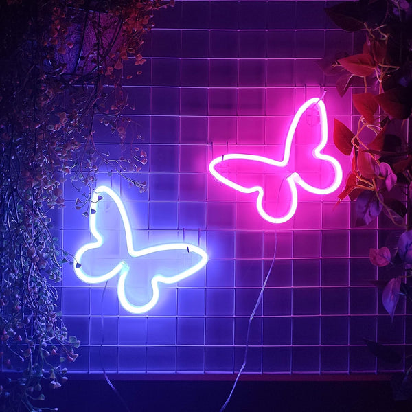 JYWJ Butterfly Neon Sign,USB or 3-AA Battery Powered Neon Light,LED Table Decoration,Bedroom Wall Decoration,Birthday Gift,Wedding Supplies