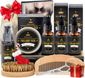 Beard Kit for Men Grooming & Care W/3 Pack Beard Oil, Wash, Balm, Comb, Brush, Scissors,Anniversary Valentines Birthday Fathers Gifts Idea for