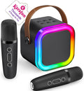 IROO Mini Karaoke Machine for Kids Adults(Karafun Premium), Portable MP3 Player with 2 Wireless Mics and Party Lights for Smartphones, Birthday