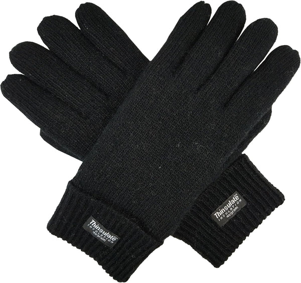 BRUCERIVER Men'S Pure Wool Knitted Gloves with Thinsulate Lining