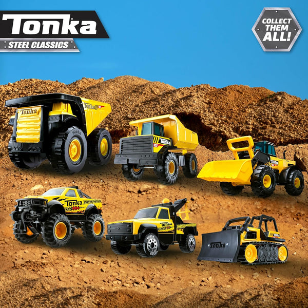 Tonka Steel Classics - Steam Roller - Made with Steel, Yellow Toy Truck, Boys and Girls, Toddlers Ages 3+, Big Construction Truck, Birthday Gift,