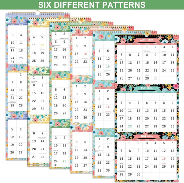 Calendar 2025-2026 - May. 2025 - Jun. 2026, 3 Month Display Wall Calendar (Folded in One Month), 11.3" X 26" (When Opened), Vertical Calendar