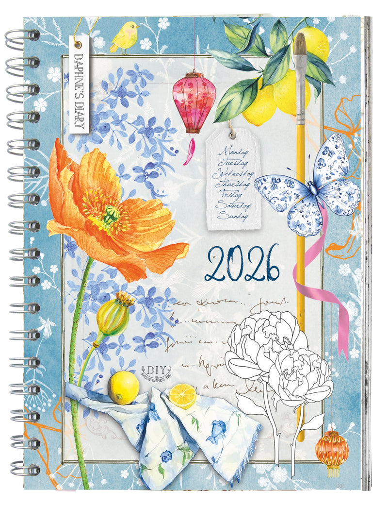 Daphne'S Diary Daily Planner Journal 2025 | Everyday Agenda with Creative Designs, Fold-Out Montly Overviews, Shopping Lists | Decorative Weekly