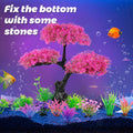 Ameliade Aquarium Artificial Plastic Plants Decoration, Pink Cherry Blossom Tree Aquarium Decor Set, Goldfish Betta Fish Tank Decorations Hides