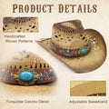 Cowgirl Hats for Women Straw Cowboy Hat Western Beach Sun Hat with Shapeable Brim for Coastal Cowgirl