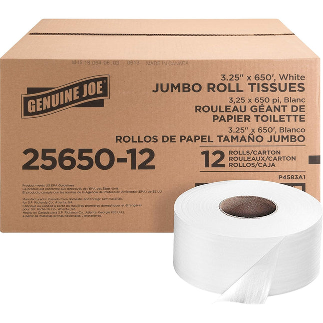 Genuine Joe 2-Ply Jumbo Roll Dispnsr Bath Tissue, Model:Gjo2565012