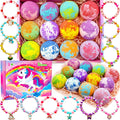 Unicorn Bath Bombs for Girls Kids with Toys Surprise Jewelry inside Gift for Girls 3 4 5 6 7 8 Years Old Birthday Gifts Ideas Easter Gifts for