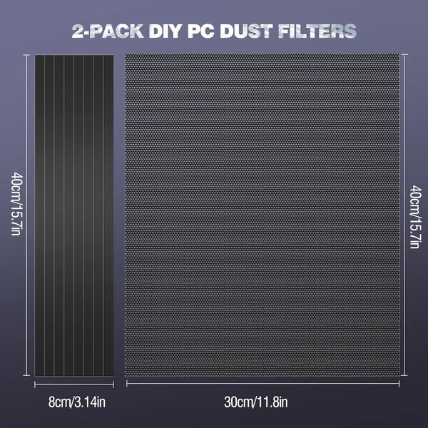 Moko 400X300Mm DIY PC Case Dust Mesh Filter, [2 Pack] PVC Dustproof Magnetic Dust Filter Cover, PC Mesh Grill with Magnetic Frame Strip Computer