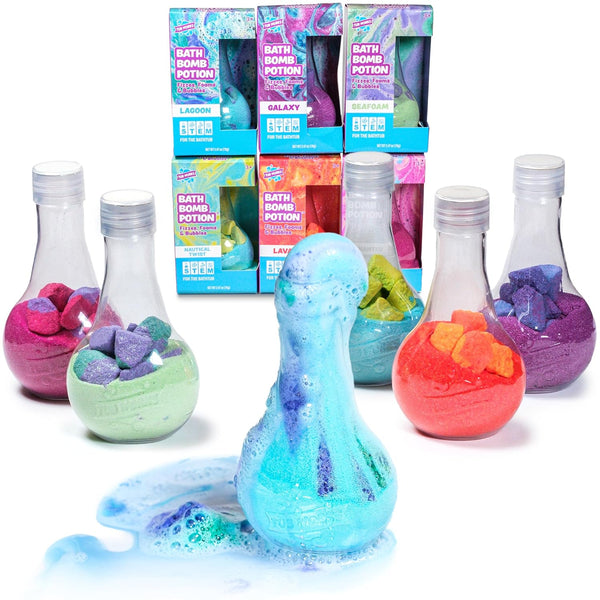 Tub Works® Kids Bath Bomb Potion™ Bath Toy, Variety 6 Pack | Nontoxic | Fizzes, Foams & Bubbles with an Eruption of Color | Interactive Bath Bombs