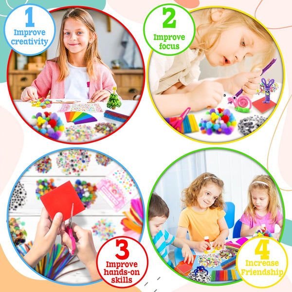 LINAYE 2500+PCS Arts and Crafts Supplies for Kids, DIY Craft Supplies Kit Box for Ages 6-8, Arts and Crafts Kit for Kids, Crafting Supply Set for