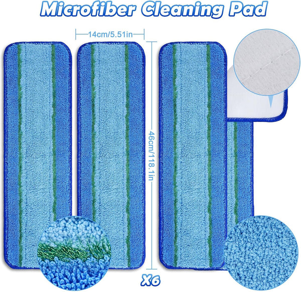 6 Pack Microfiber Cleaning Pads for Mop Hardwood Floor Cleaner Mop Replacement, Deep Microfiber Cleaning Pad Dusting Pad Wet Mop Dry Dust Mop