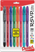 Pentel RSVP Ballpoint Pen, (1.0Mm), Medium Line, Assorted Ink, Pack of 8 (BK91CRBP8M)