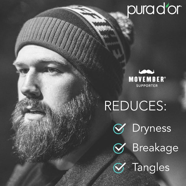 PURA D'OR 8 Oz Thickening Beard Wash - Biotin & Castor Oil Formula with Rosemary - Helps Enhance Moisture, Thickness & Shine, Helps Reduces